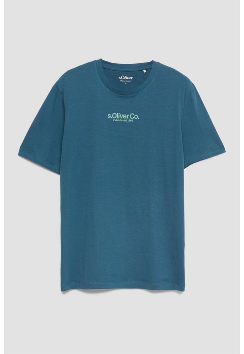 Tricou de bumbac cu imprimeu logo - Albastru petrol