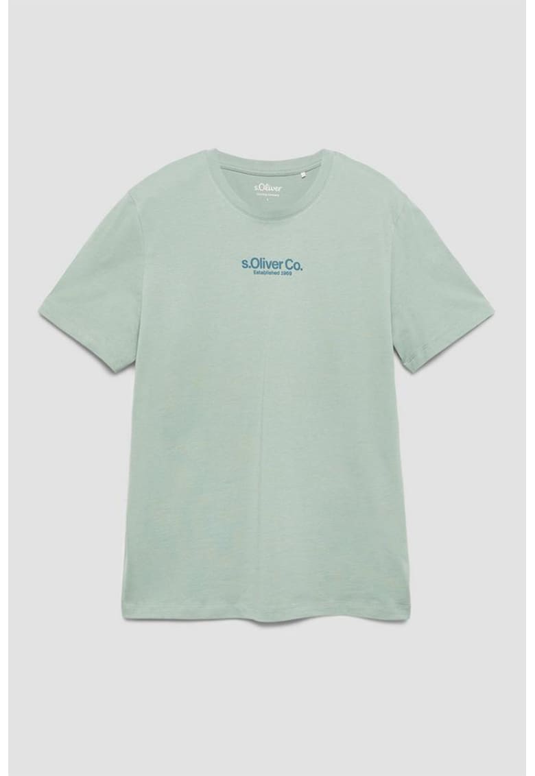 Tricou de bumbac cu imprimeu logo - Verde sparanghel