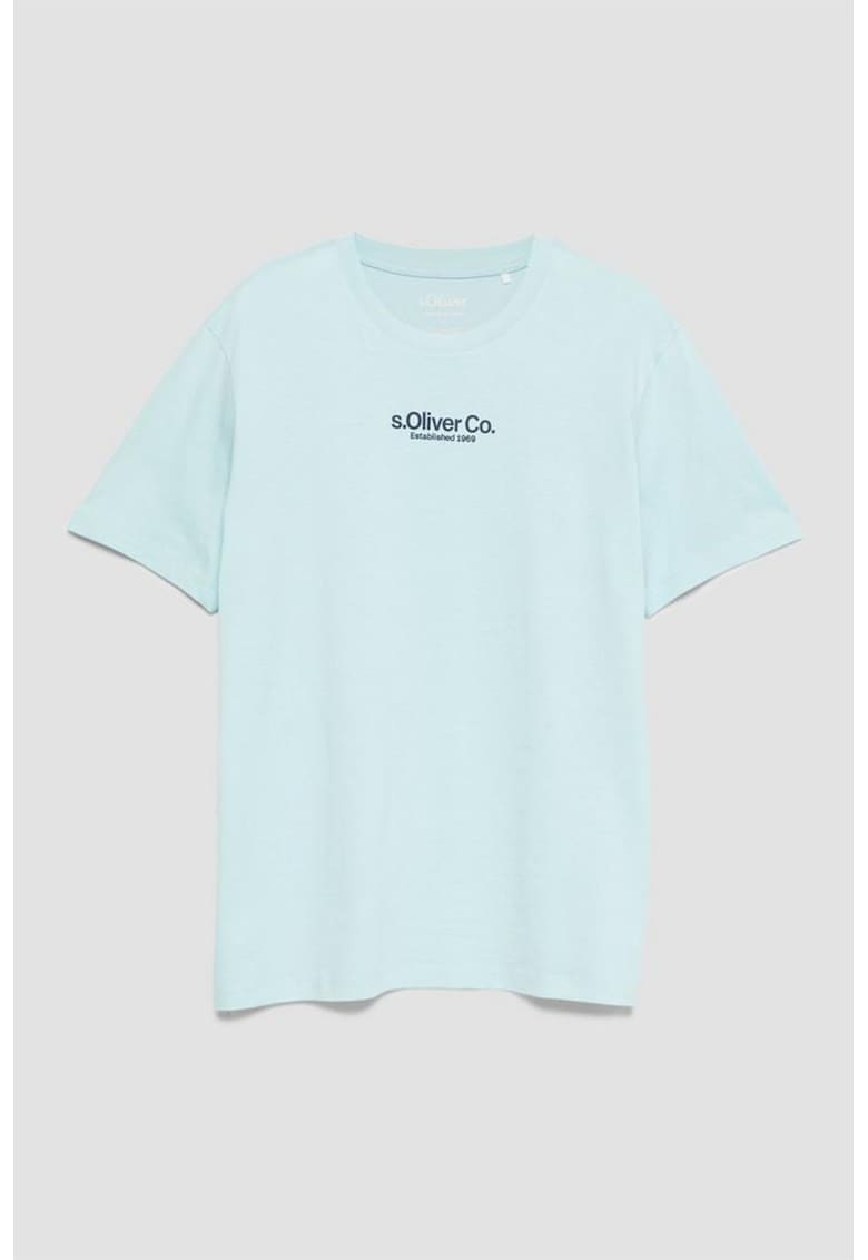 Tricou de bumbac cu logo discret - Albastru glaciar