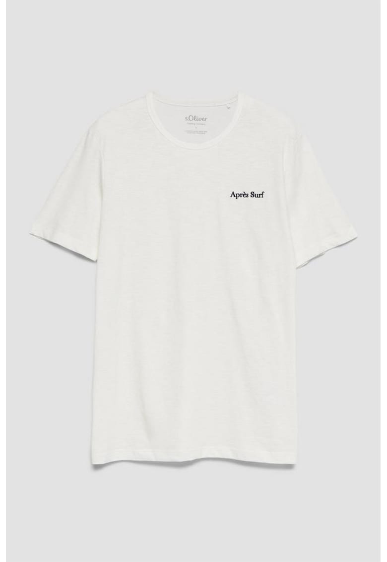 Tricou de bumbac cu decolteu la baza gatului - Alb