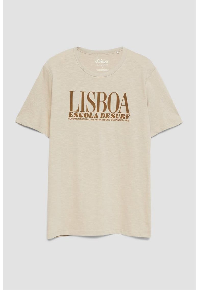 Tricou de bumbac cu decolteu la baza gatului