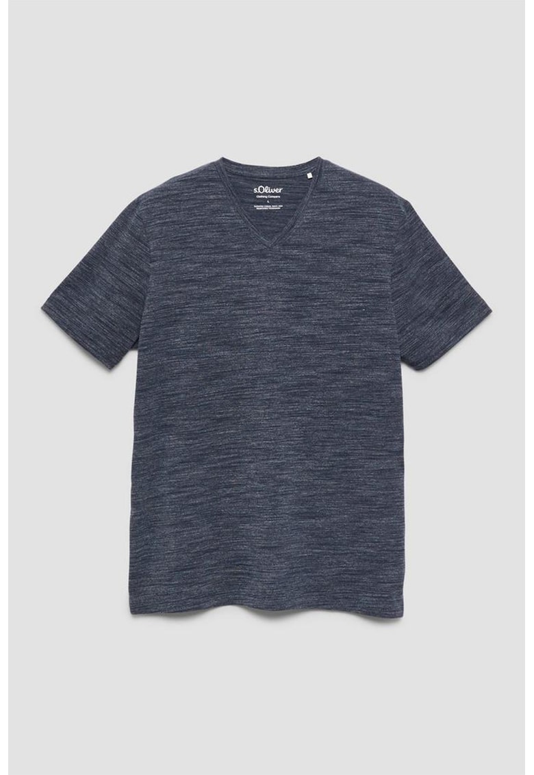 Tricou din amestec de bumbac cu decolteu in V