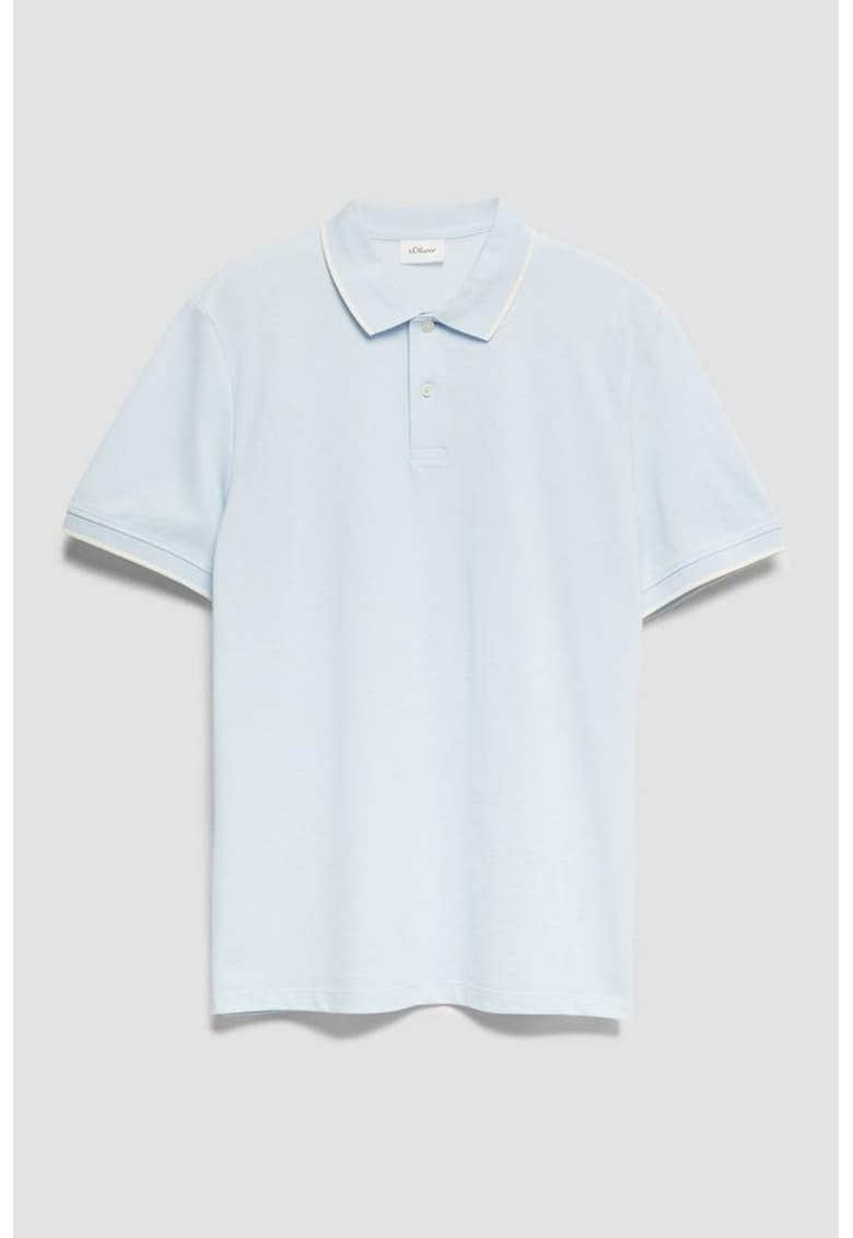Tricou polo regular fit - Alb/Albastru pal