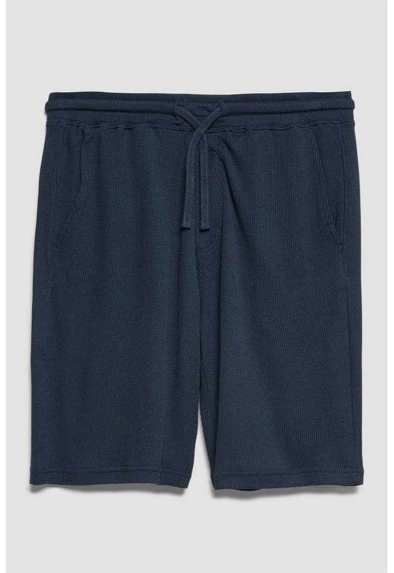 Bermude relaxed fit cu snur - Bleumarin