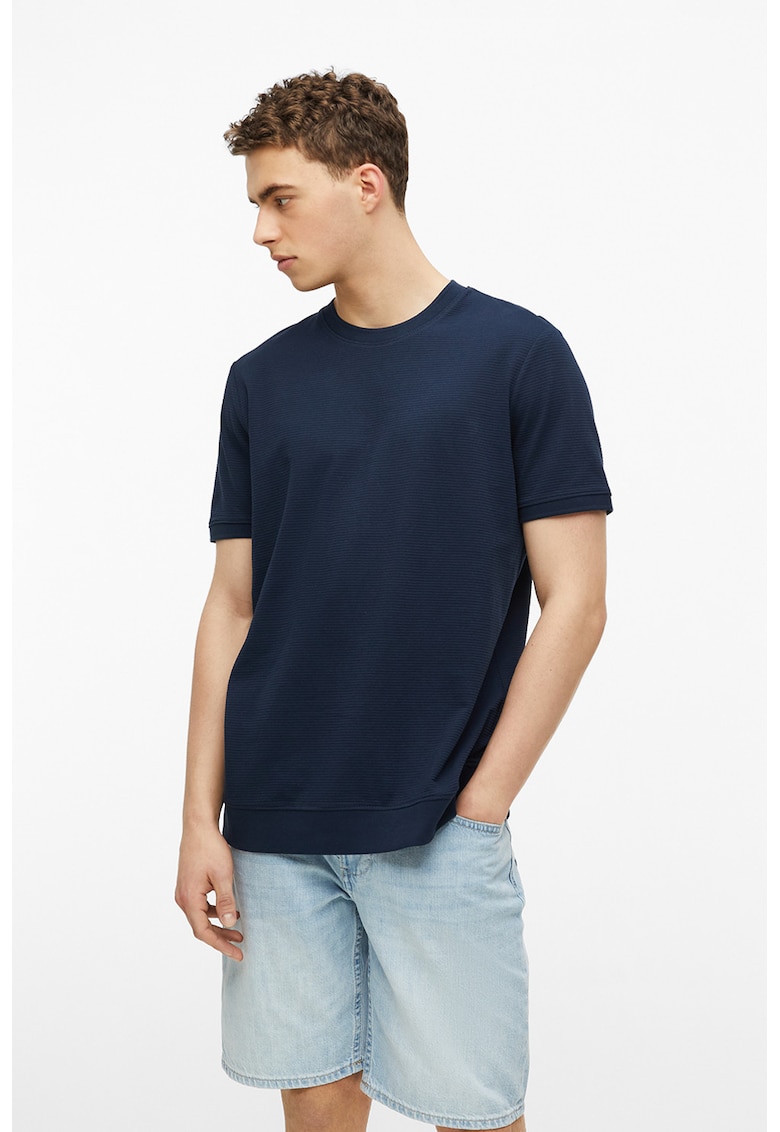 Tricou uni din amestec de bumbac - Bleumarin