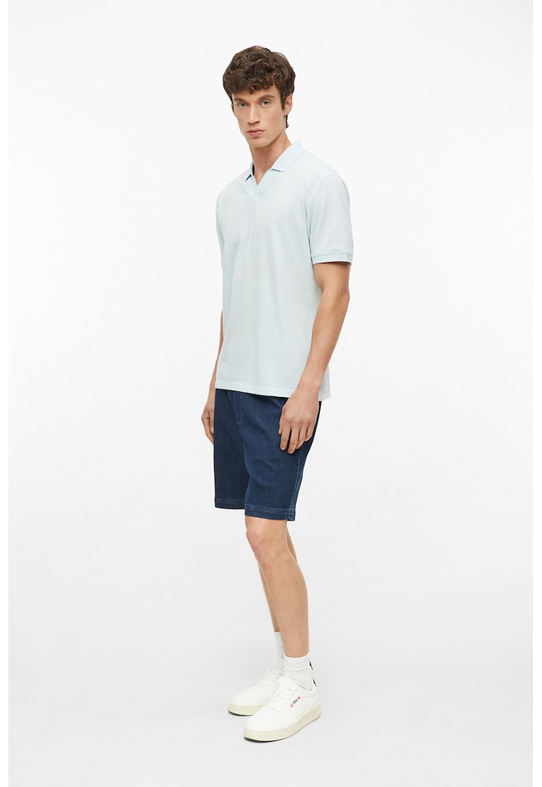Tricou polo cu striatii - Albastru pastel