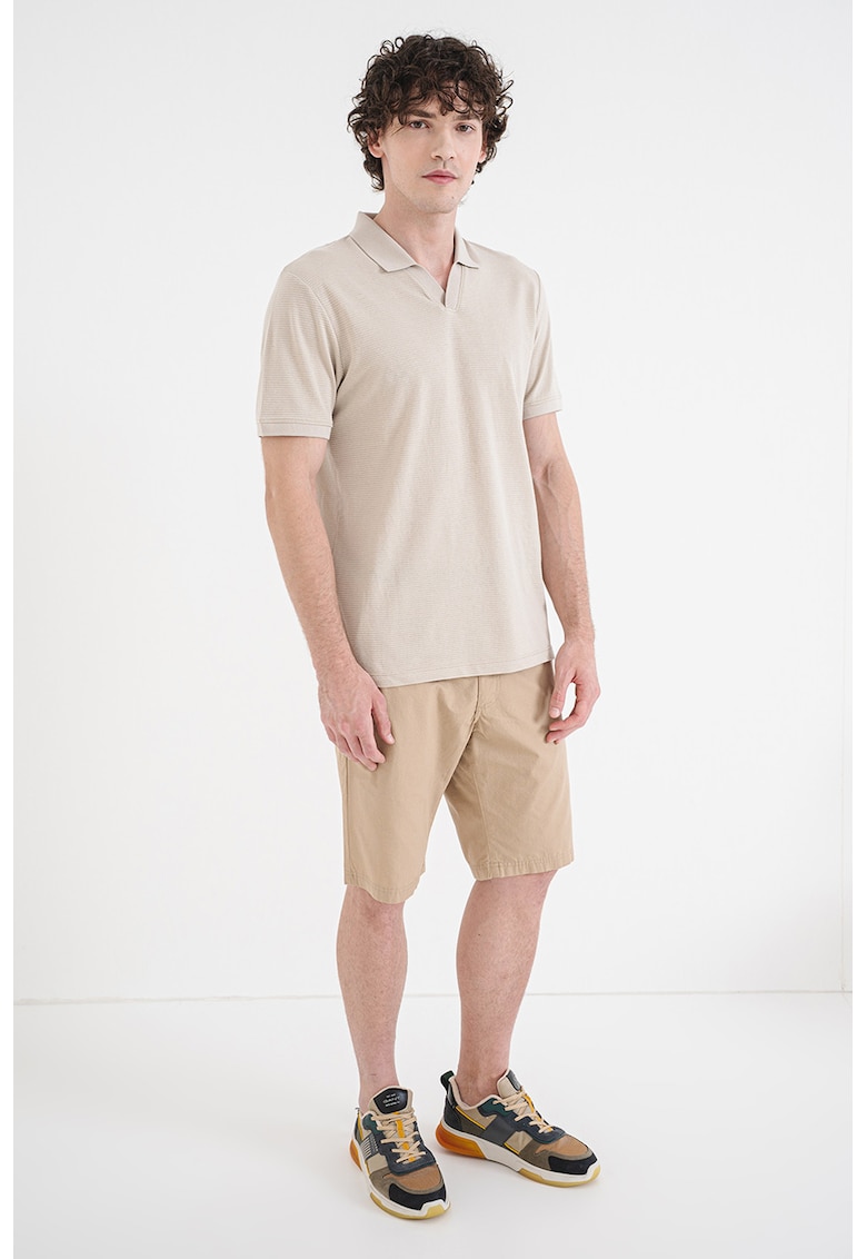 Tricou polo cu striatii - Bej deschis