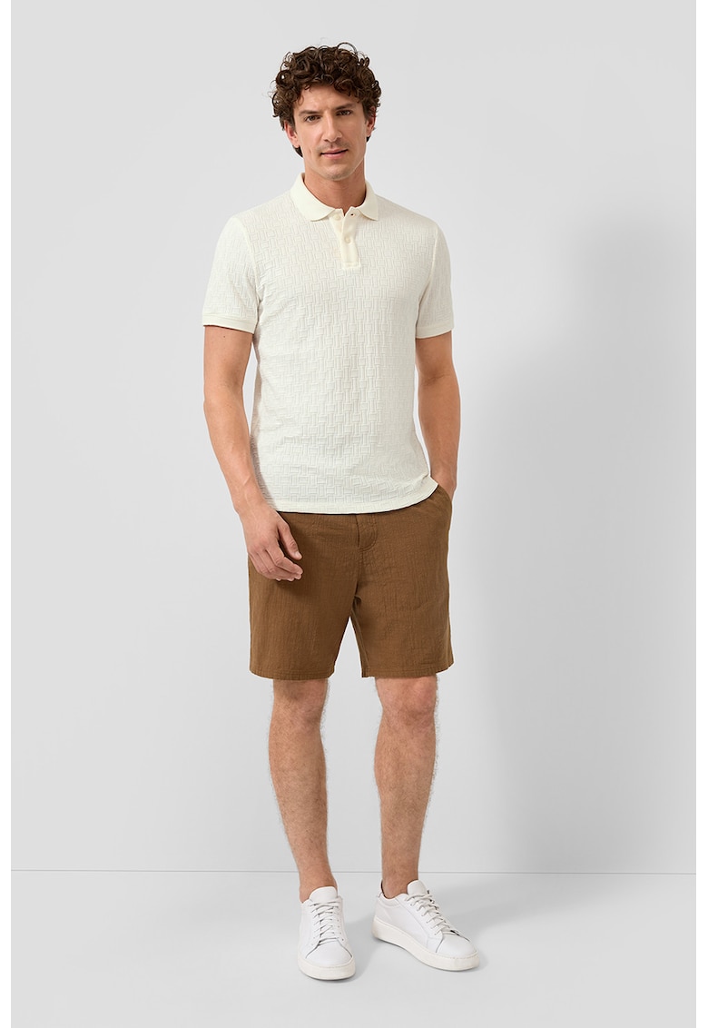 Tricou polo cu fenta cu nasturi - Alb