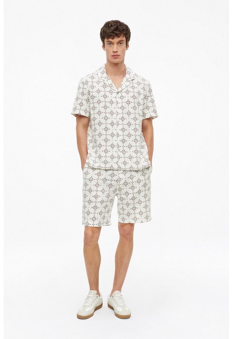 Pantaloni scurti cu model si snur - Bej deschis
