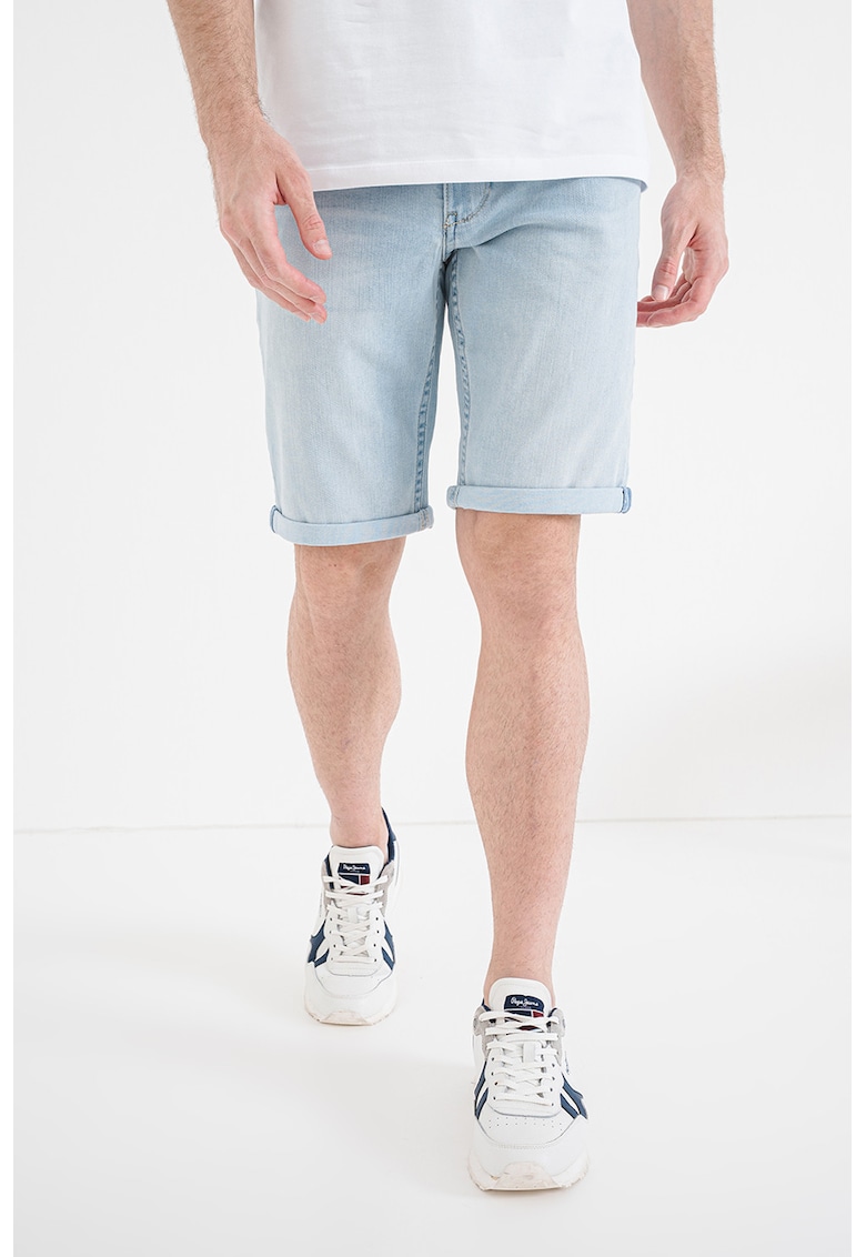 Bermude din denim cu terminatie pliabila - Albastru pal