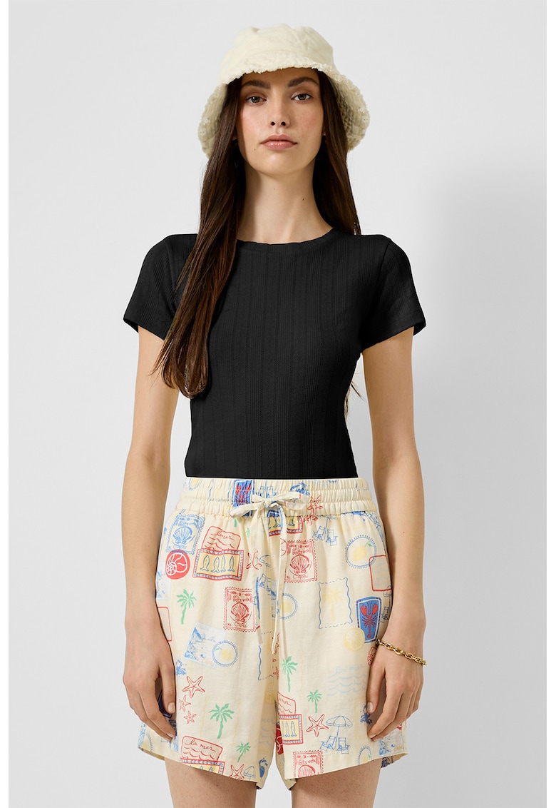 Tricou striat slim fit - Negru