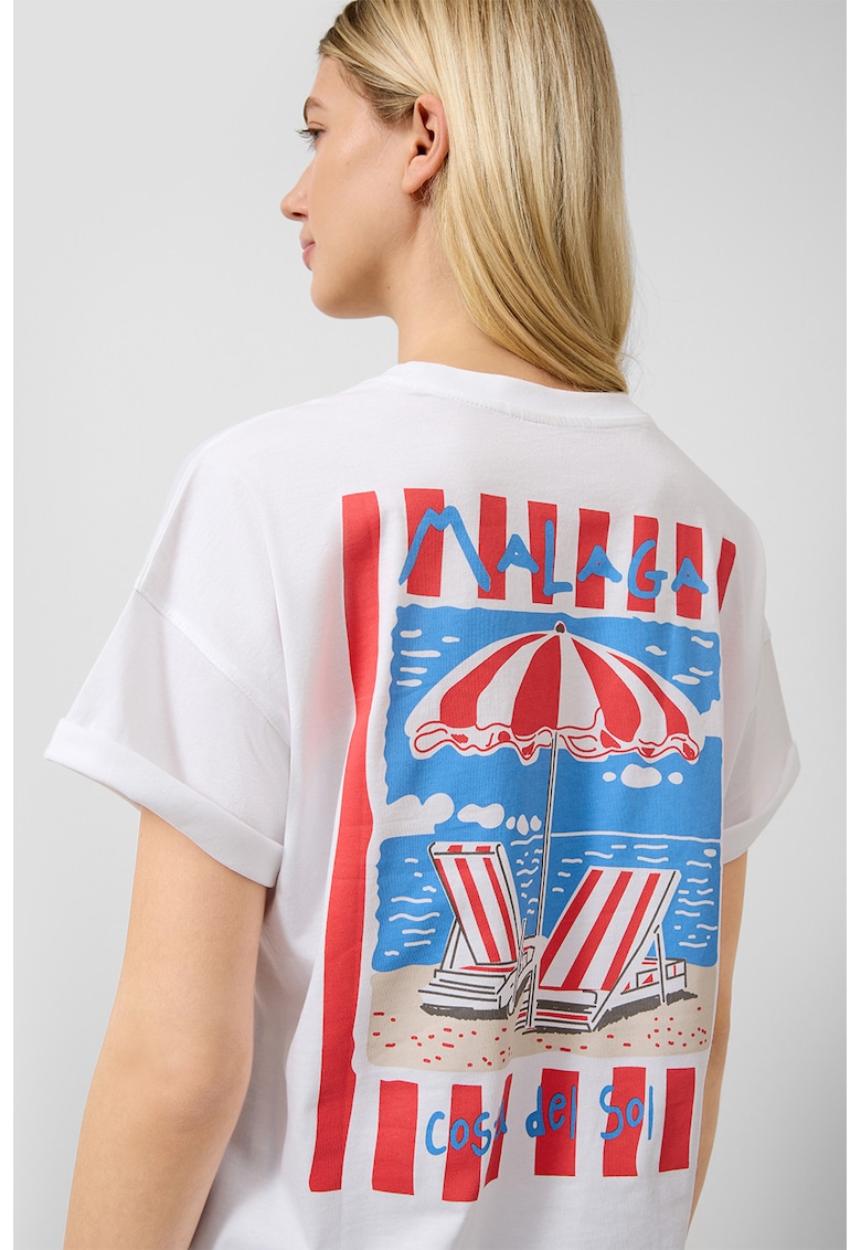 Tricou lejer cu imprimeu pe spate - Rosu/Alb/Albastru