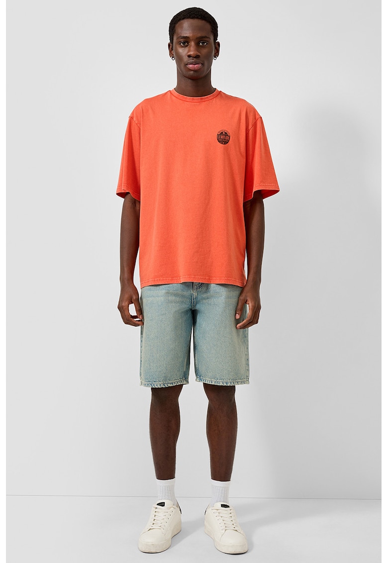 Bermude din denim cu aspect decolorat - Albastru stins