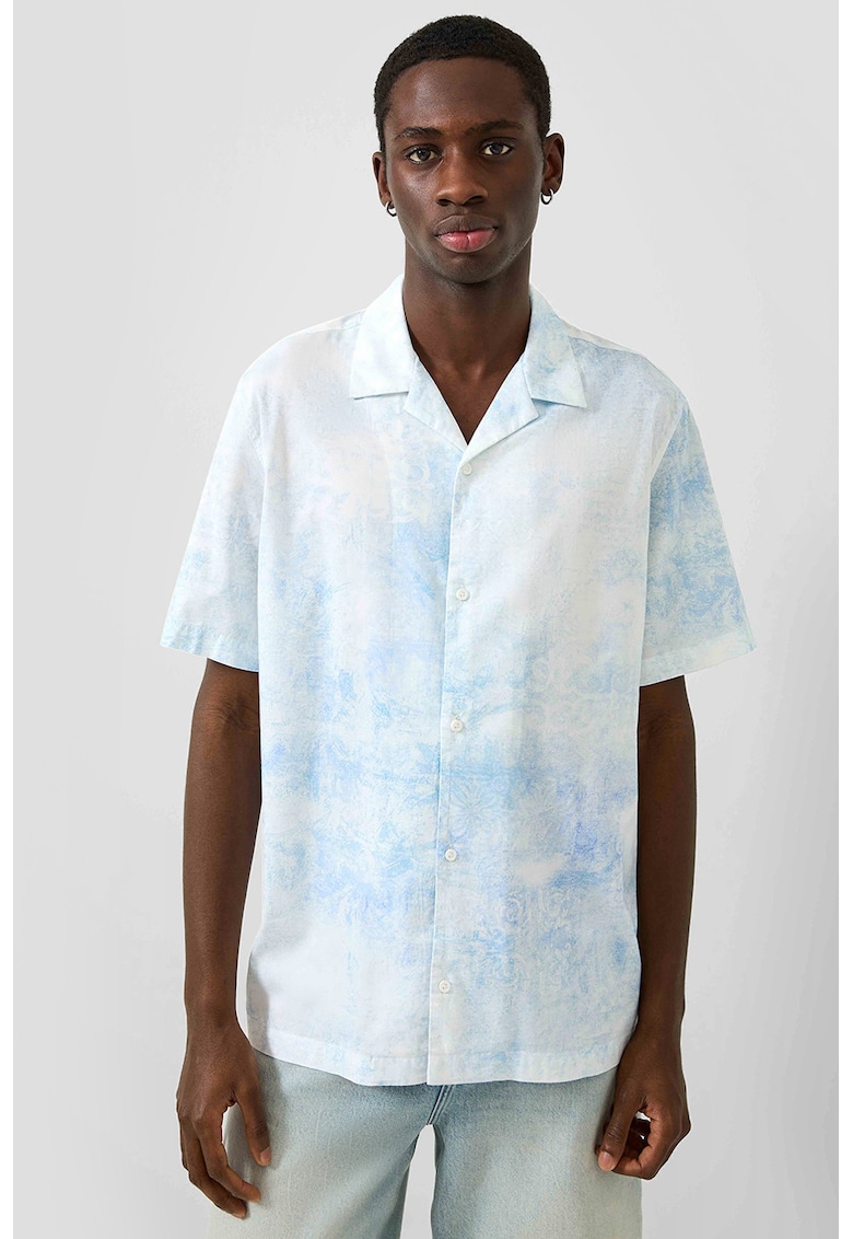 Camasa regular fit cu model tie-dye - Alb/Albastru pastel
