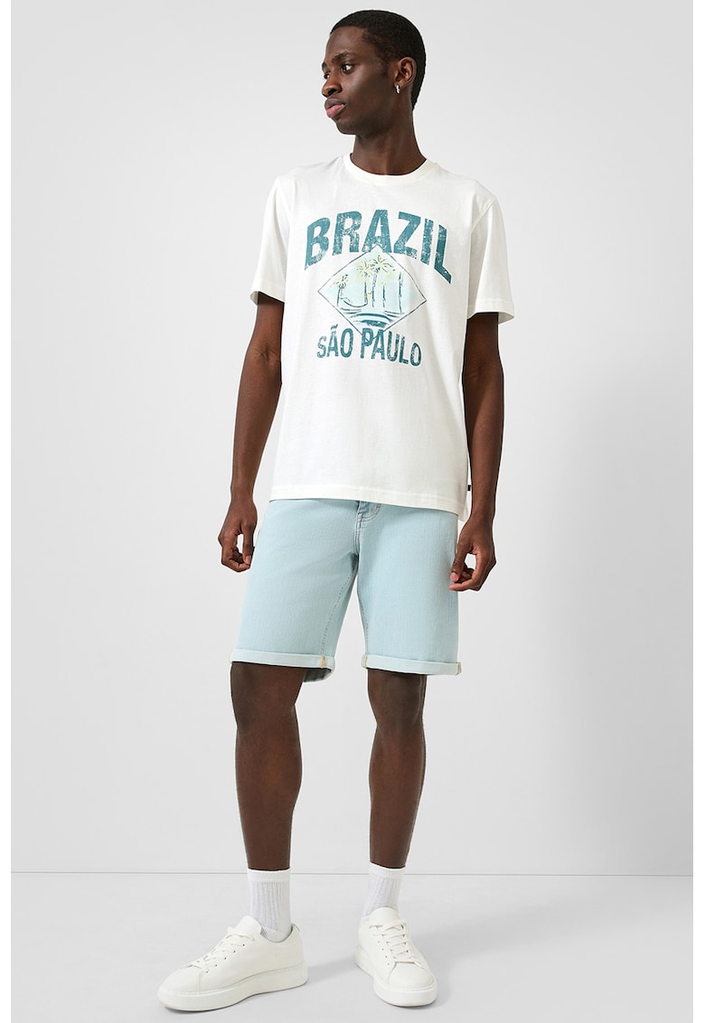 Tricou cu imprimeu text - Alb murdar