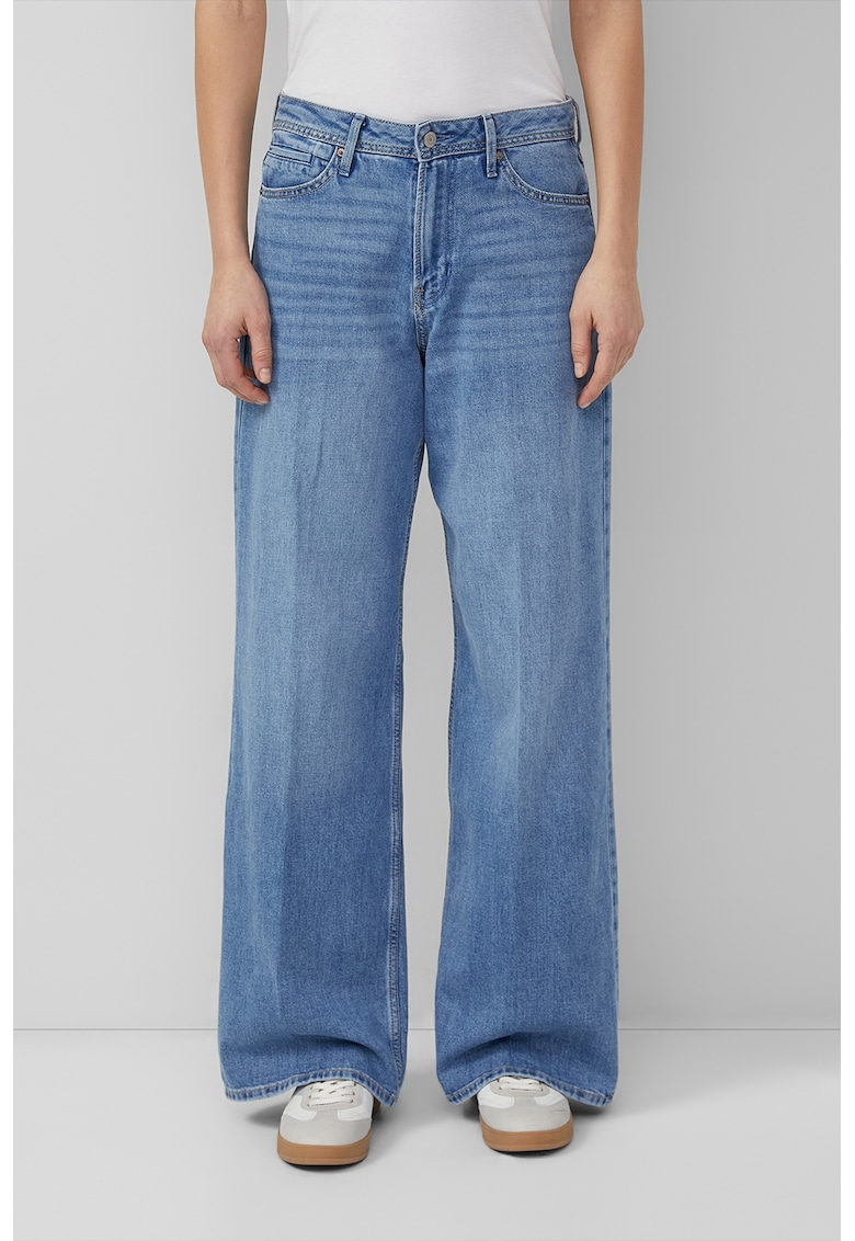 Blugi ampli cu talie inalta - Albastru pastel