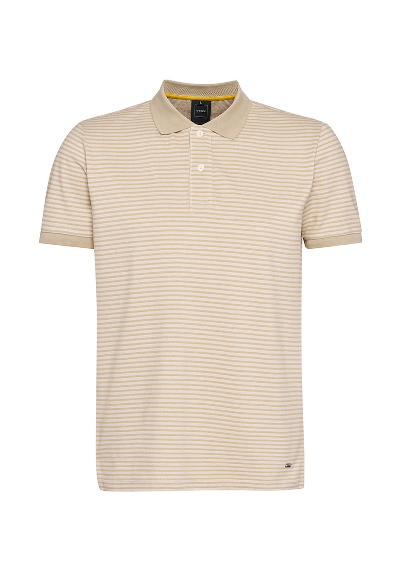Tricou polo cu model si fenta cu nasturi - Maro nisip