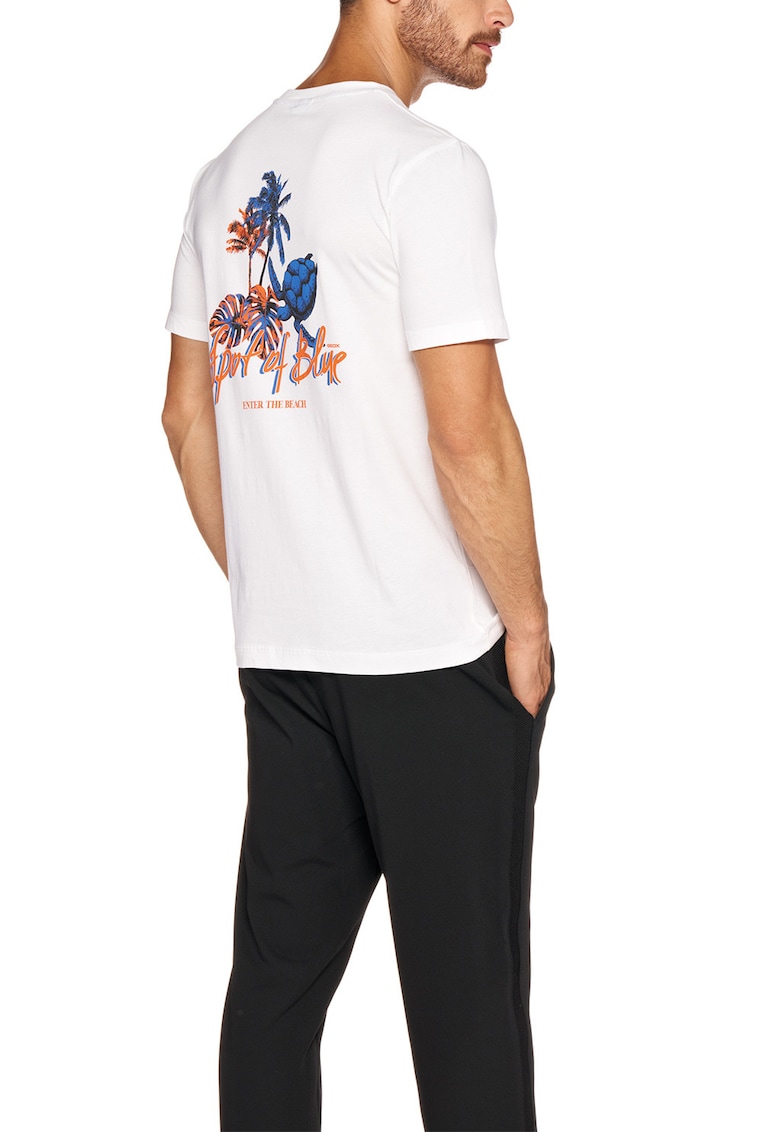 Tricou cu imprimeu grafic pe partea din spate - Alb/Albastru