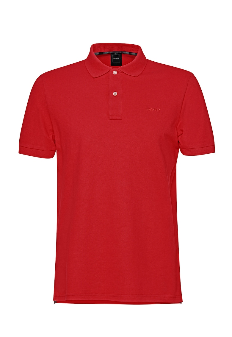 Tricou cu guler polo si broderie logo discreta - Rosu