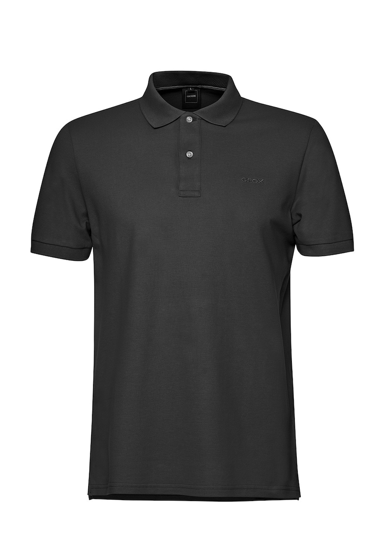 Tricou cu guler polo si broderie logo discreta - Negru