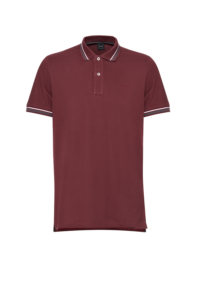 Tricou polo din bumbac cu model uni - Visiniu