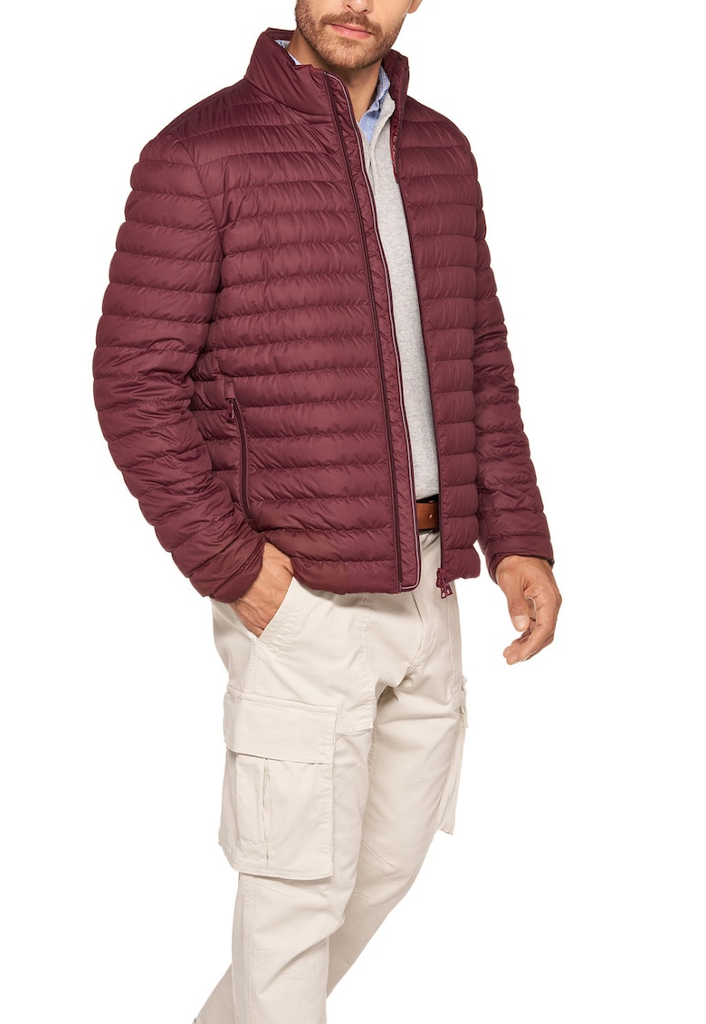 Jacheta matlasata cu buzunare cu fermoar - Visiniu