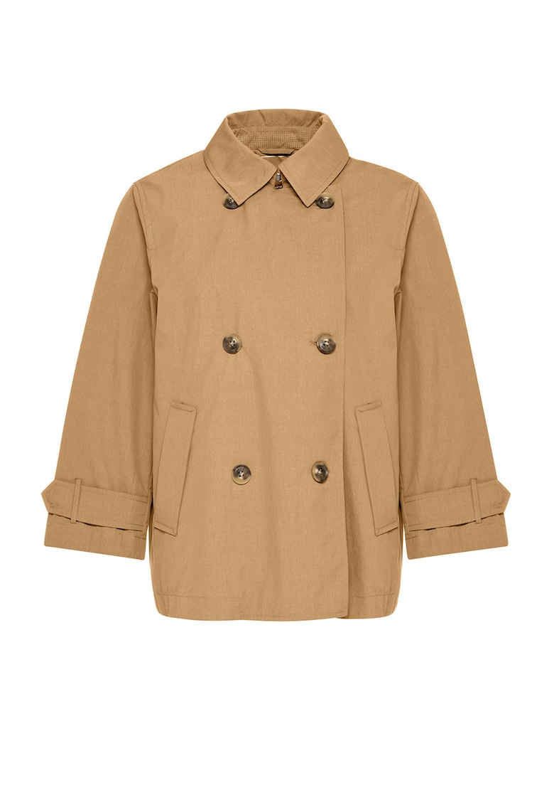 Trenci scurt cu doua randuri de nasturi - Maro camel