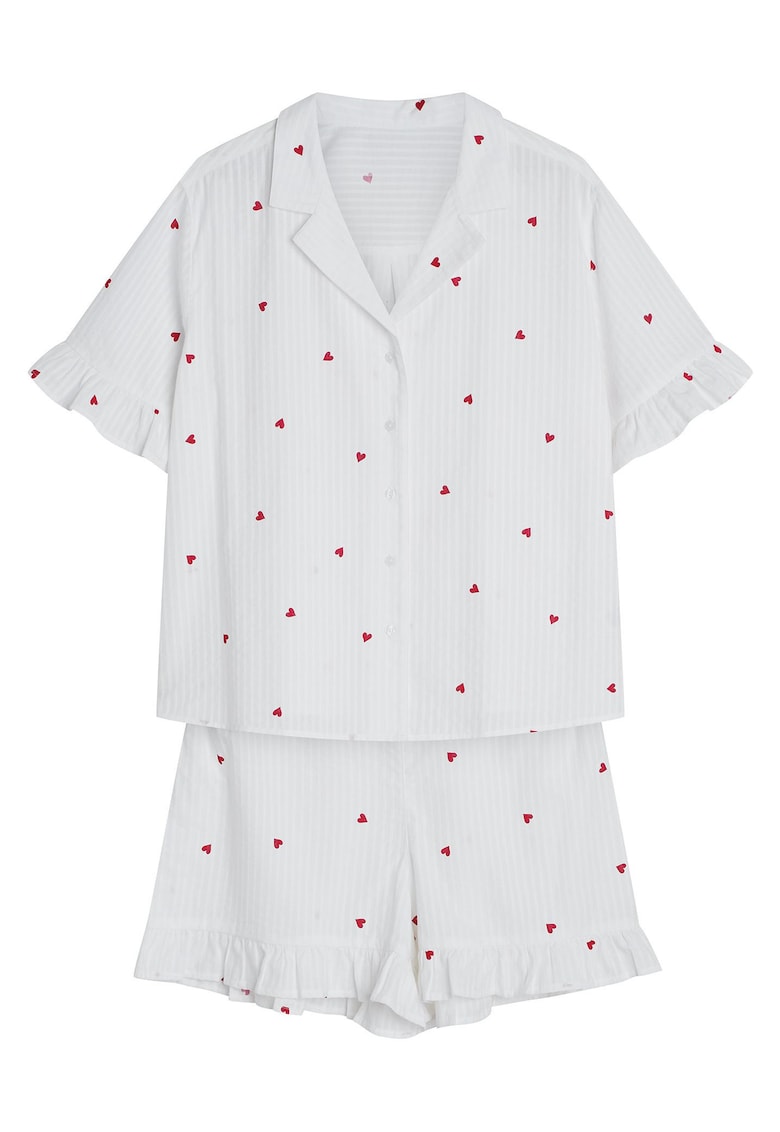 Pijama dama - Alb - cu inimioare - Promises - Inimioare