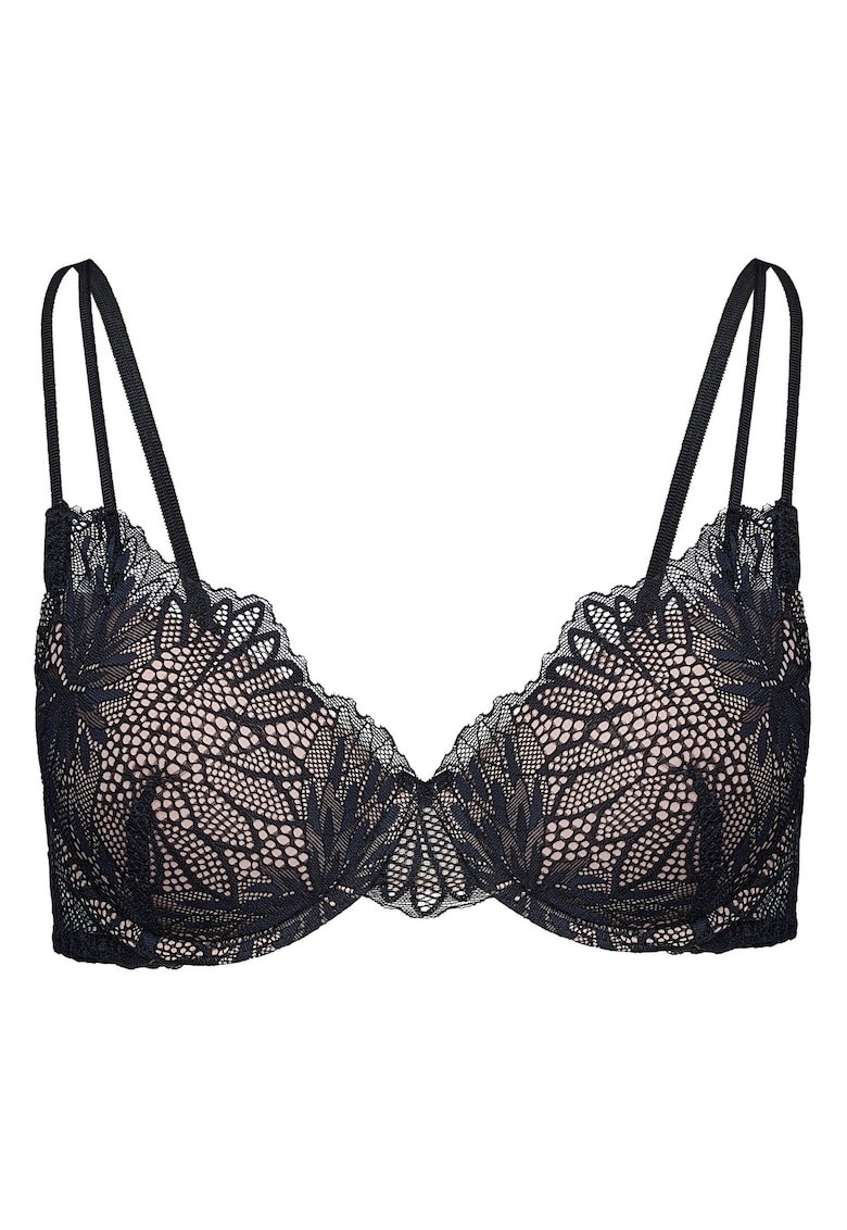 Sutien push-up - dama - Celeste - Negru
