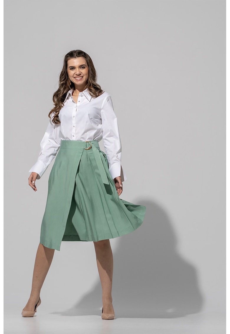 Fusta midi evazata Saima - Verde persan