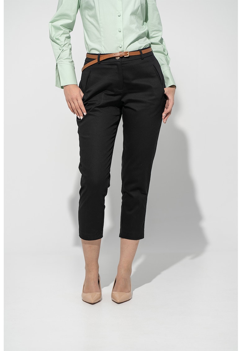 Pantaloni chino crop Taisa - Negru stins