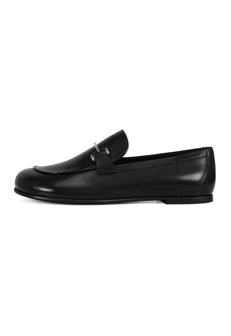Pantofi loafer din piele cu detaliu metalic - Negru