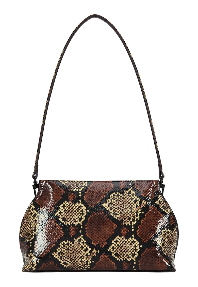 Geanta de piele cu bareta si animal print - Multicolor