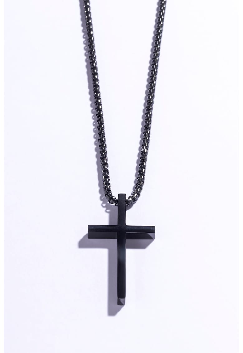 Colier cu pandantiv cruce elegant - Negru