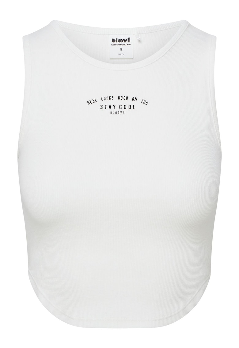 Top scurt dama crem - bumbac - Alb