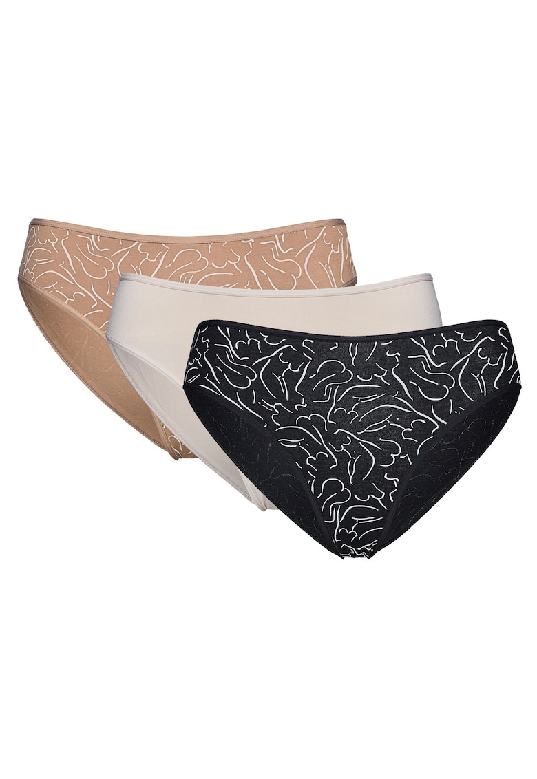 Chiloti dama set de 3 perechi MIA-MIA - Bej-negru -