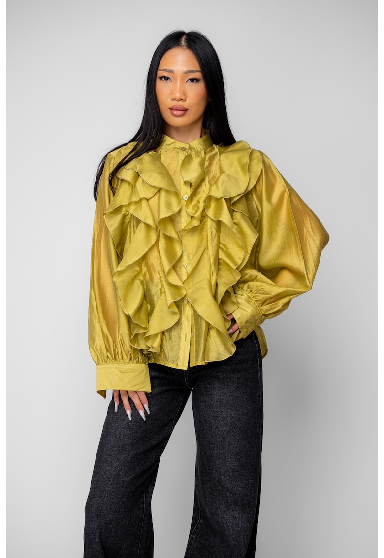 Camasa femei cu volane Mustard Yellow 20043 - Galben