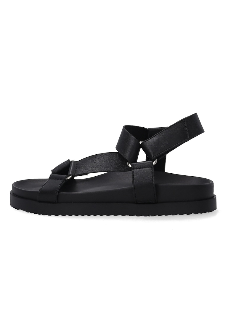Sandale din piele cu inchidere cu velcro si platforma