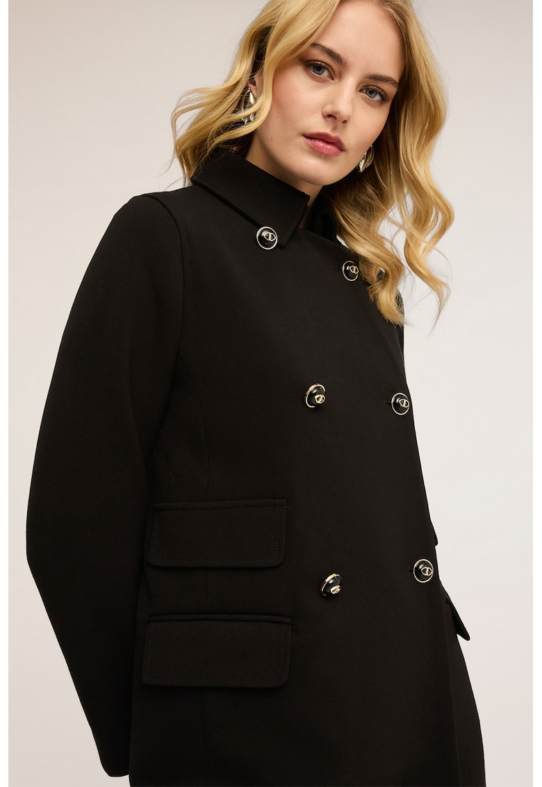 Palton cu nasturi contrastanti - Negru
