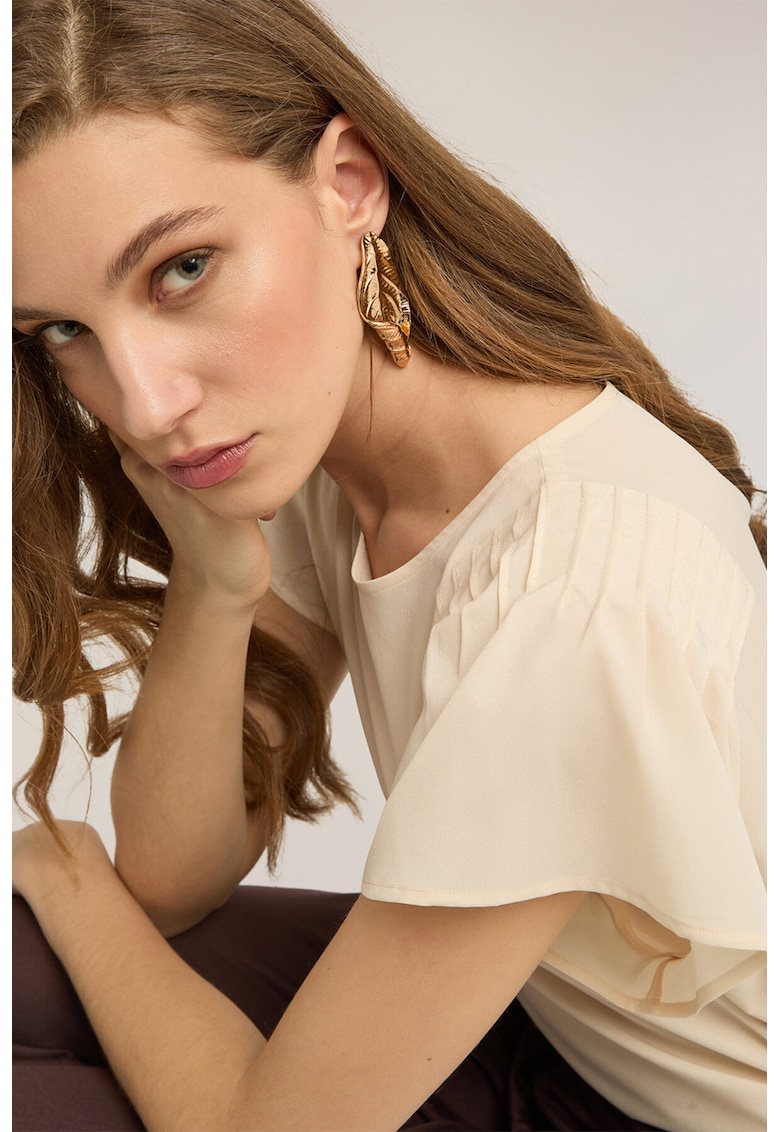 Bluza vaporoasa cu maneci fluture - Bej deschis