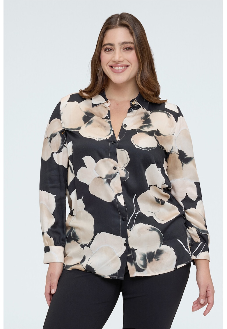 Camasa cu imprimeu floral - Negru/Crem