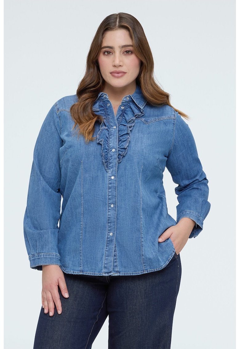 Camasa din denim cu capse - Albastru