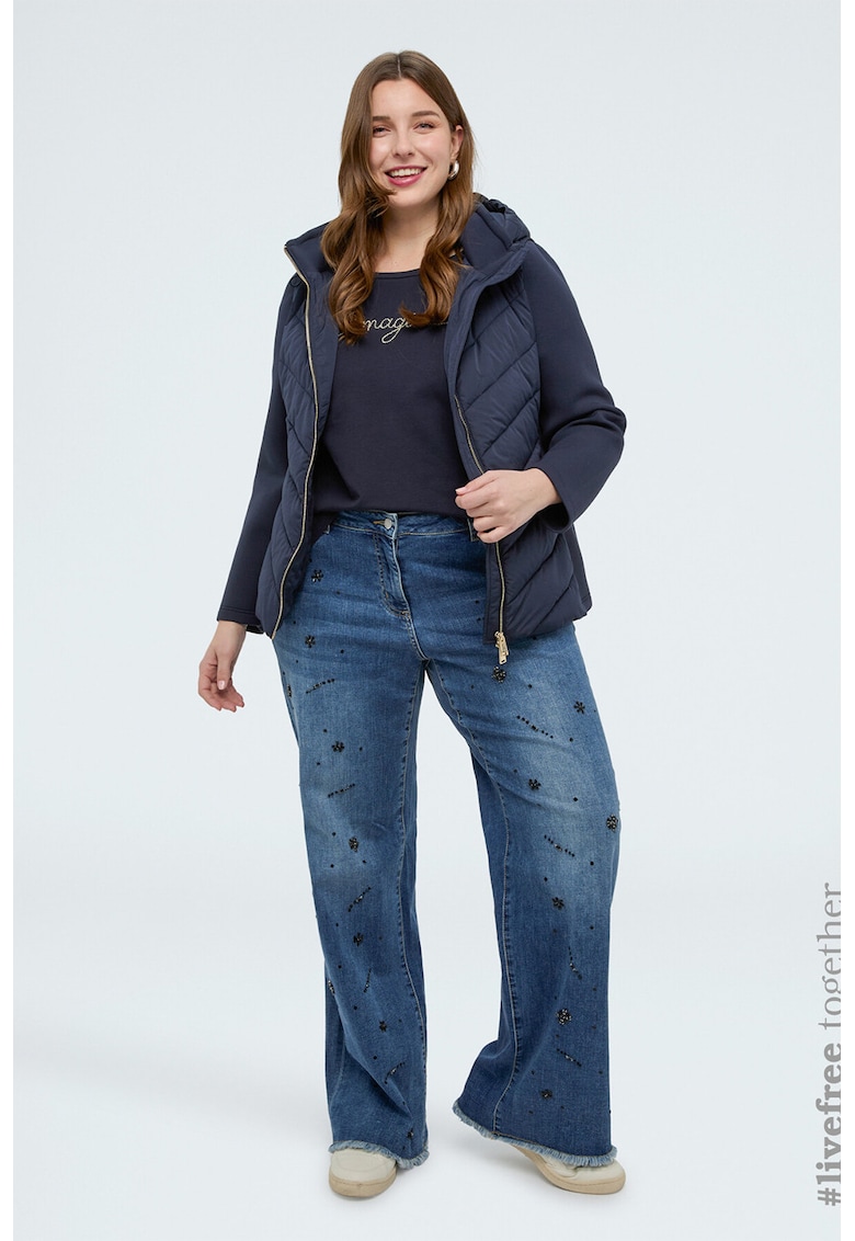 Geaca matlasata cu fermoar - Bleumarin