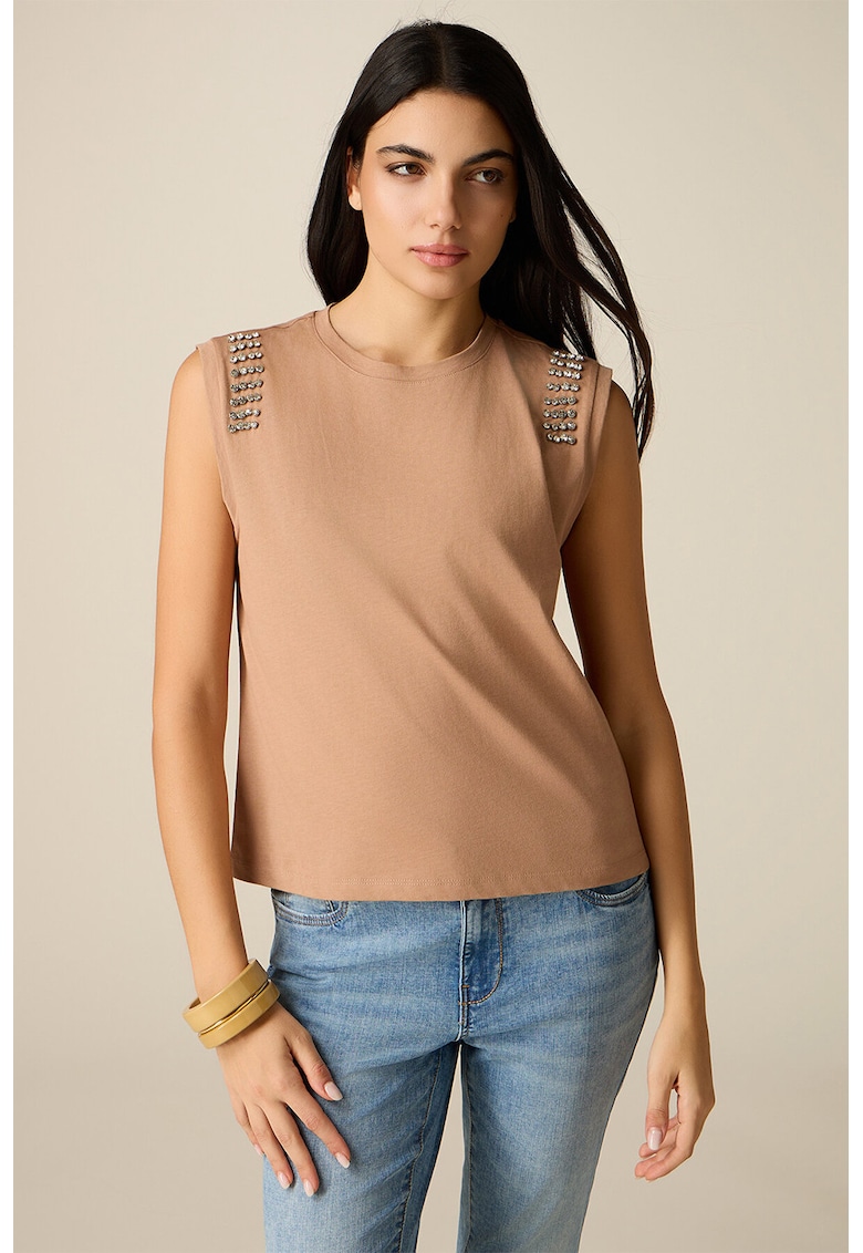 Bluza din bumbac - Maro camel