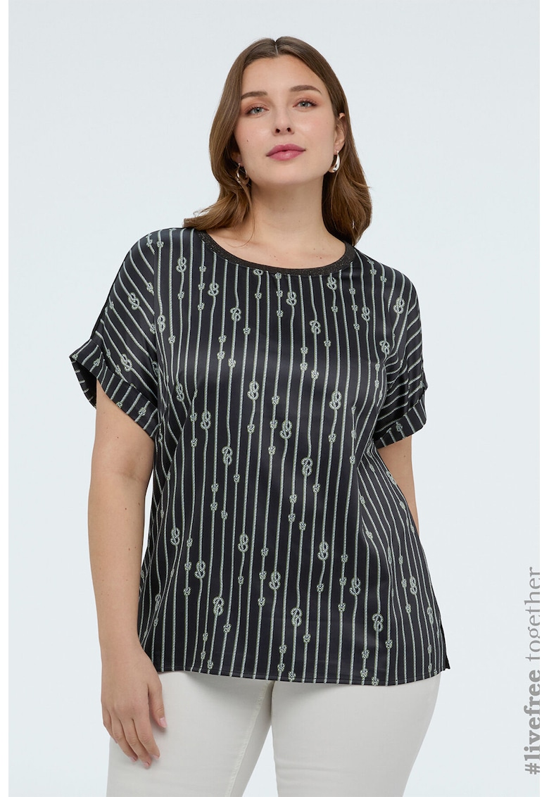 Tricou lejer cu dungi - Alb/Negru