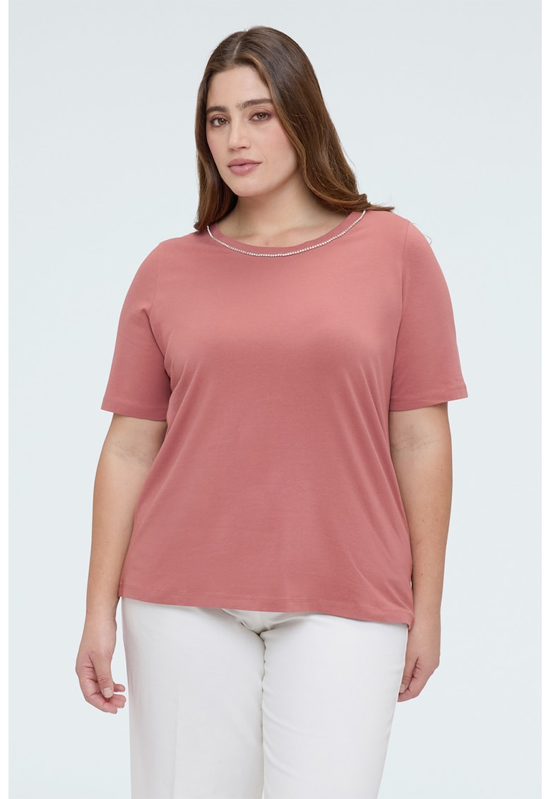 Tricou cu decolteu rotund - Roz inchis