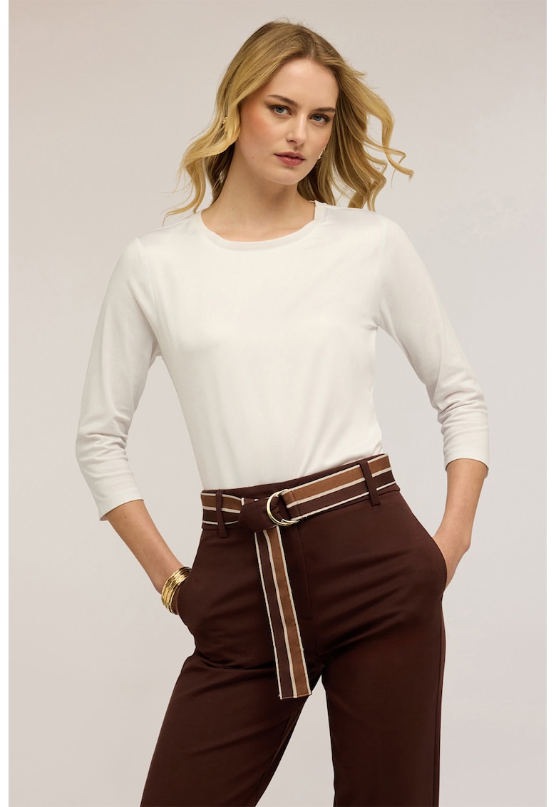 Bluza uni cu decolteu rotund - Alb