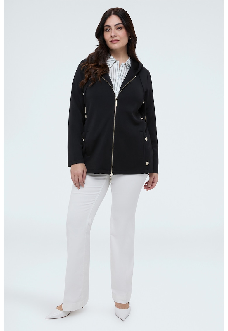 Hanorac din amestec de modal cu nasturi decorativi - Negru