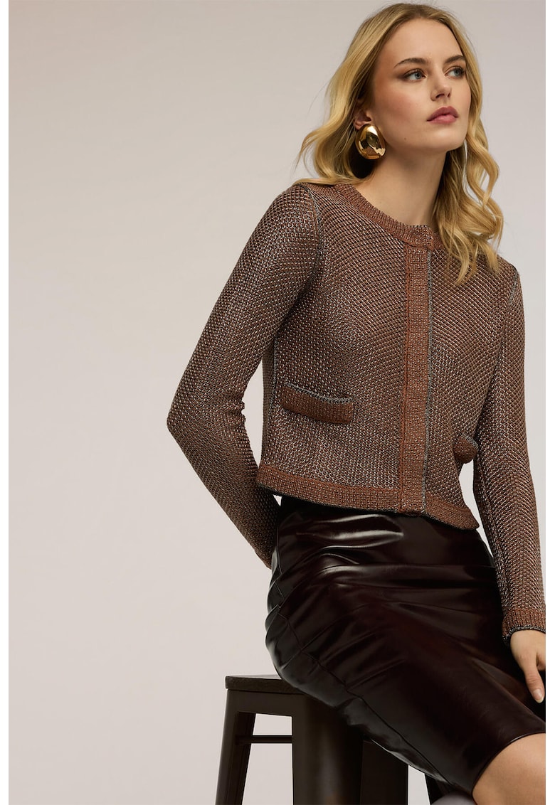 Sacou crop cu decolteu rotund - Rosu inchis