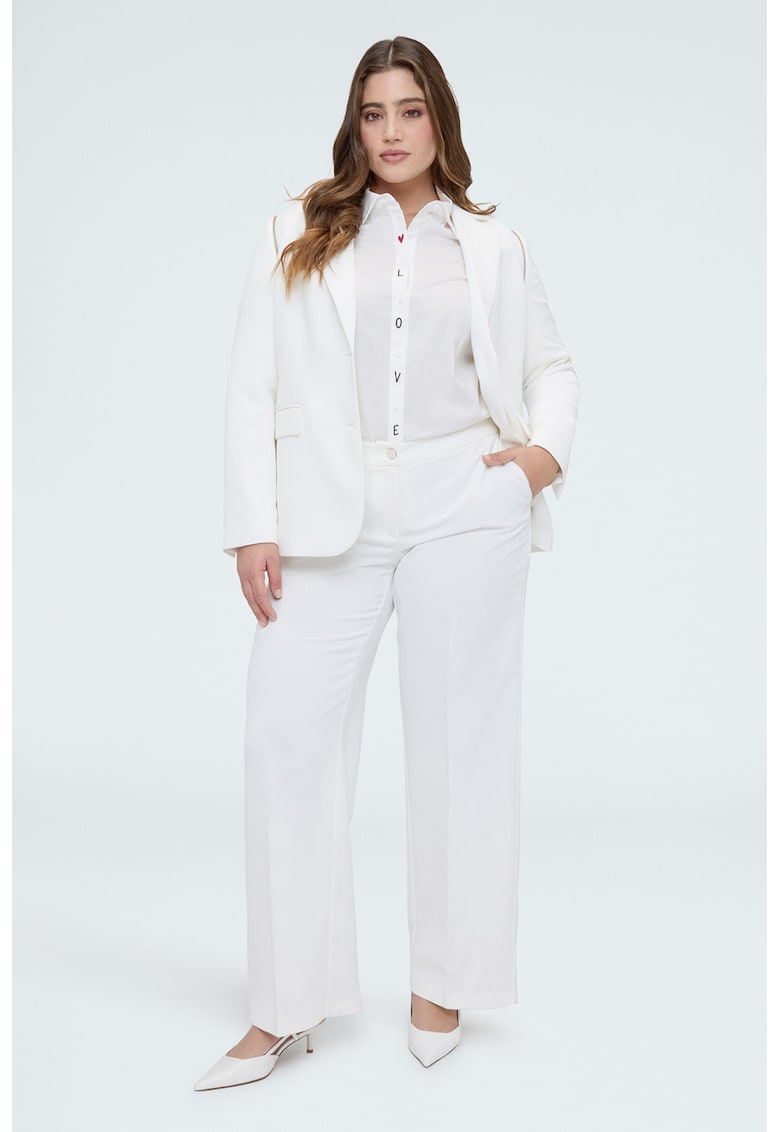 Pantaloni drepti cu pensa - Alb